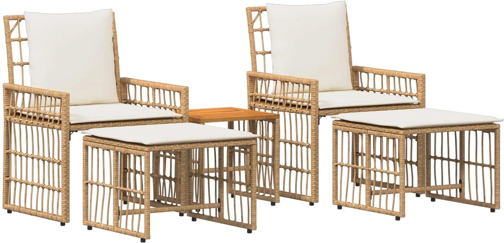 vidaXL Set de Mobilier pentru Exterior 5 pcs Alb Natural și Crem