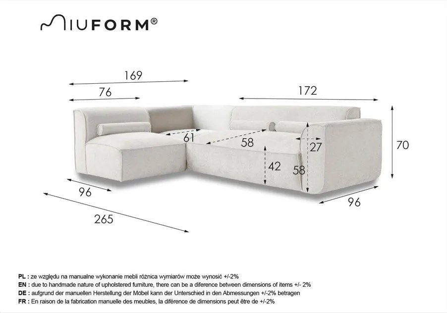 Colțar crem (cu colț pe partea stângă ) Flex Felix – Miuform