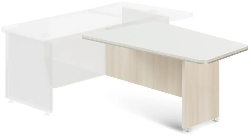 Element executiv TopOffice Premium 169 x 98,6 cm, pentru birou din stânga, salcâm deschis / alb