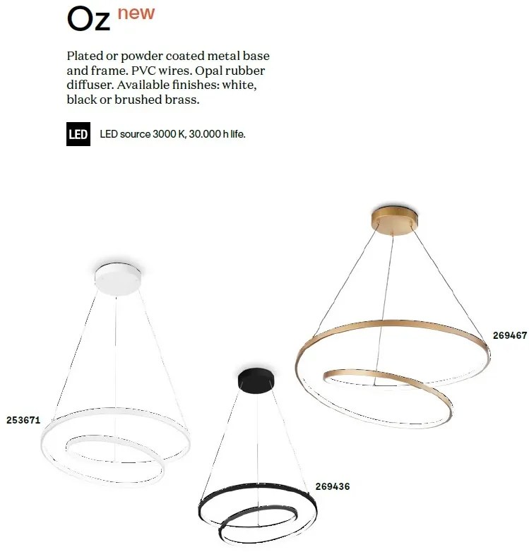 Lustra LED suspendata design modern circular OZ SP D60 ON-OFF BIANCO