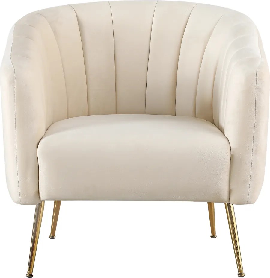 Fotoliu de design, ţesătură Velvet bej/gold crom-auriu, BAGY