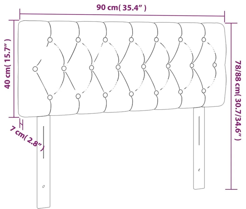 Tablie pentru pat boxspring 90 cm gri inchis