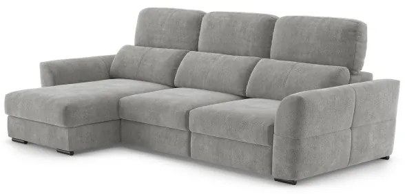 Canapea colțar extensibilă TRENTO, 3 locuri, reversibilă, cu spațiu de depozitare, gri deschis