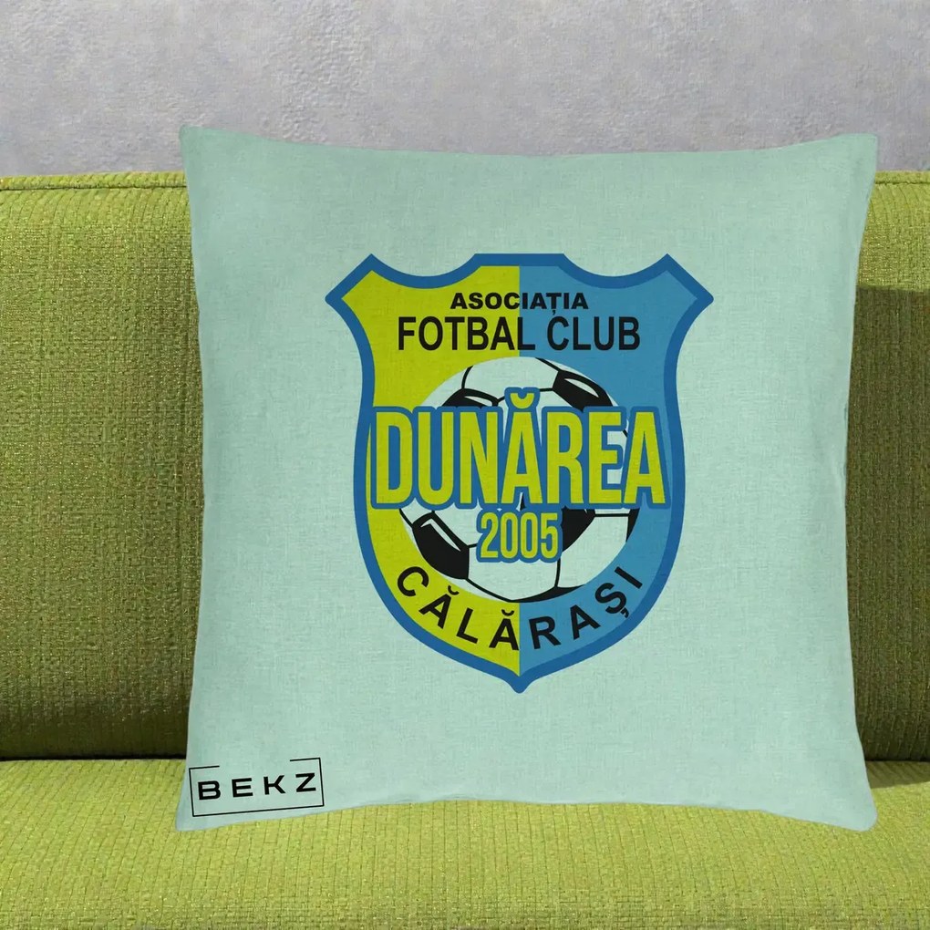 Perna Personalizata AFC Dunarea Calarasi 2005 Fotbal, 40x40 cm, Verde Menta, Husa Detasabila, Perna Inclusa, BEKZ®