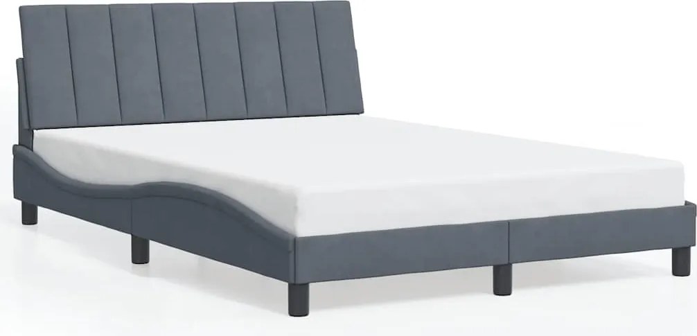 vidaXL Cadru de pat fără saltea, Hanko, gri închis, 140x190 cm, catifea