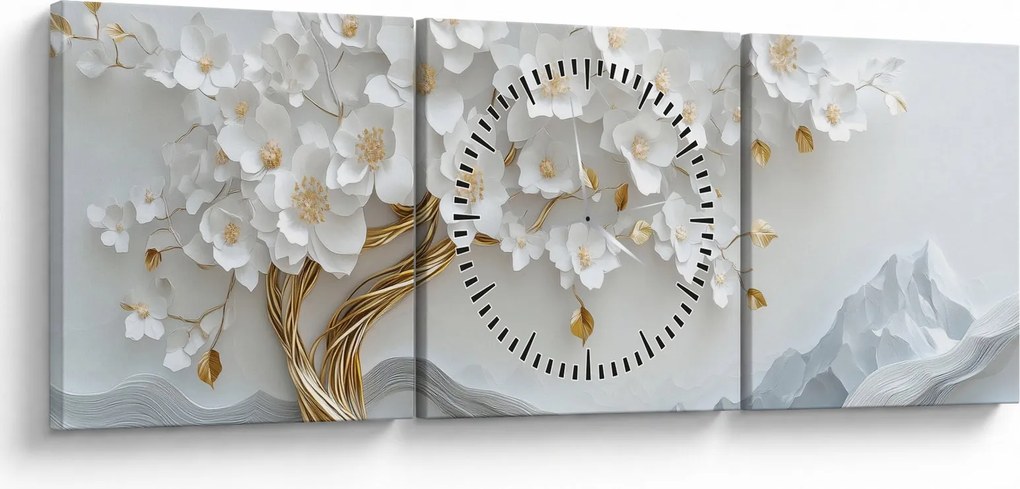 Tablou – Arborele vieții 3D elegant (cu ceas) (90x30 cm)