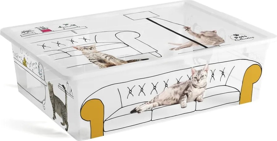 Cutie de depozitare albă din plastic cu capac 55x39x16 cm C Box Style – KIS