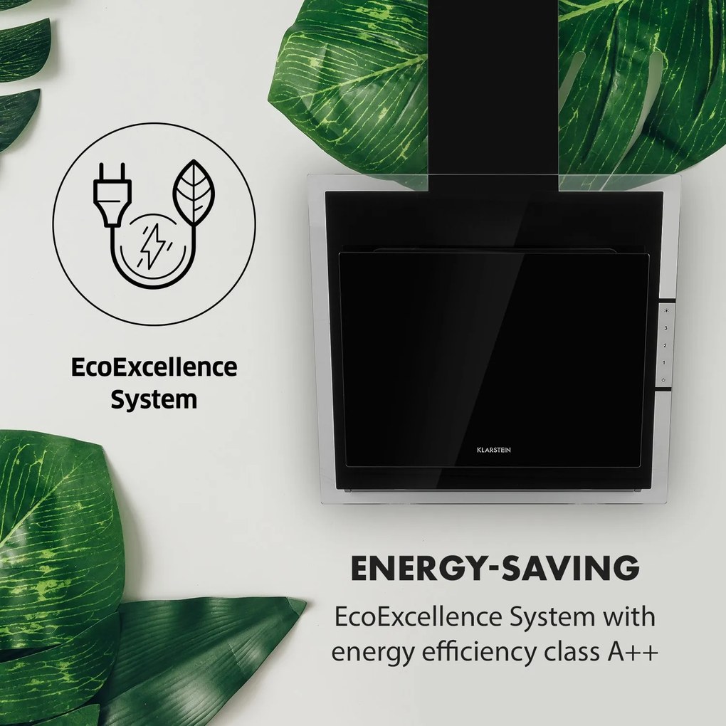 Klarstein Mirage 60, hotă de aburi, 550 m³/h, panoul tactil, ambient, negru
