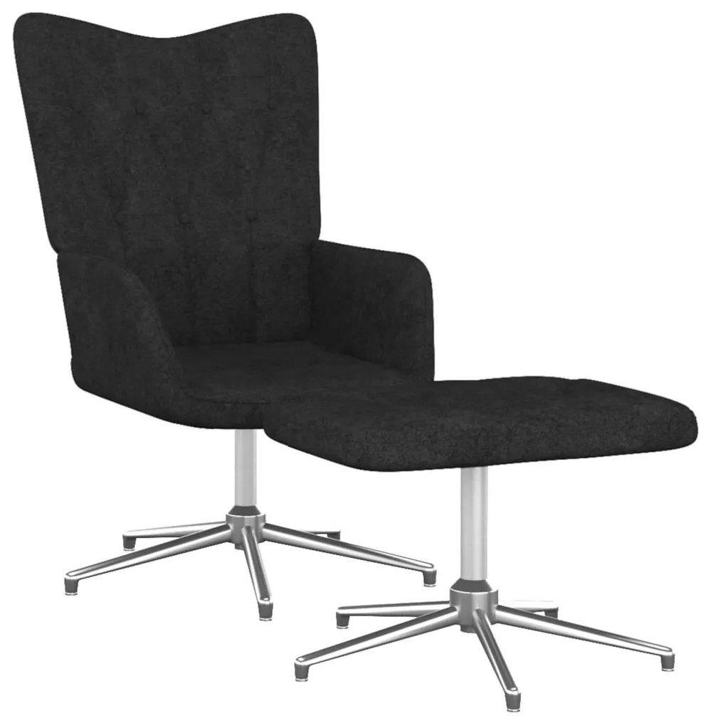 327606 vidaXL Scaun de relaxare cu taburet, negru, textil