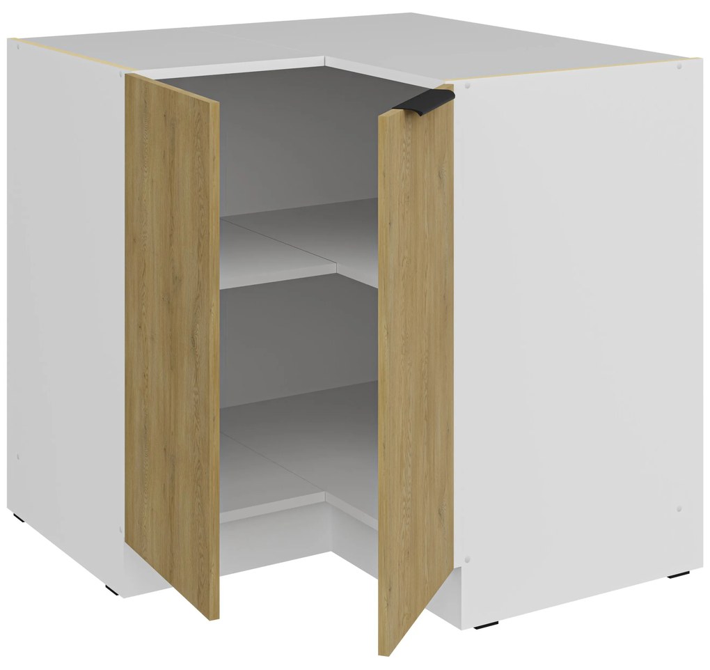 Dulap inferior de bucătărie de colț Carminia 90x90 DN 2F BB (stejar cremona + alb). 1128054