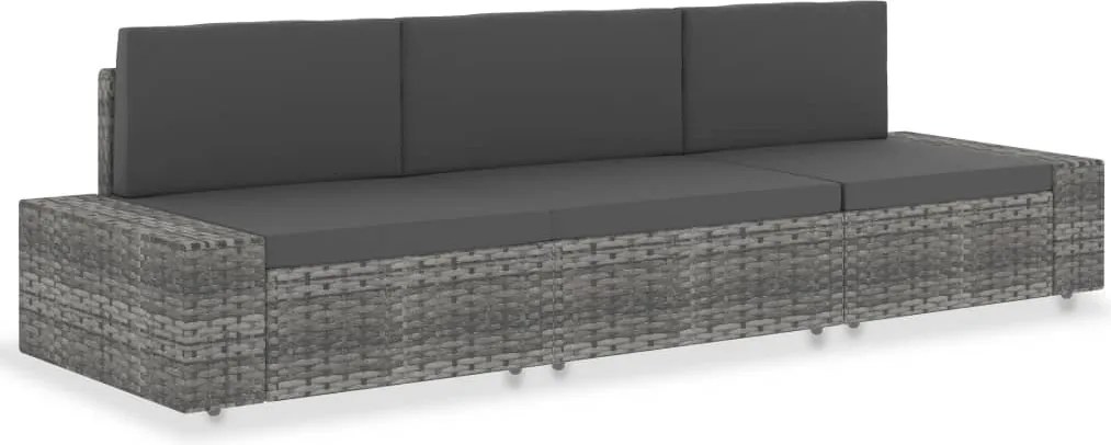 vidaXL Canapea modulară cu 3 locuri, gri, poliratan