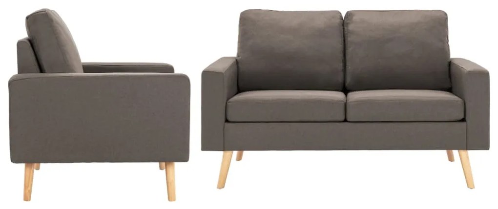 vidaXL Set de canapele, 2 piese, gri taupe, material textil