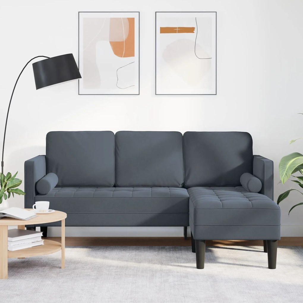 vidaXL Set de canapea 2 pcs Gri închis 173 x 131 x 67 cm Catifea