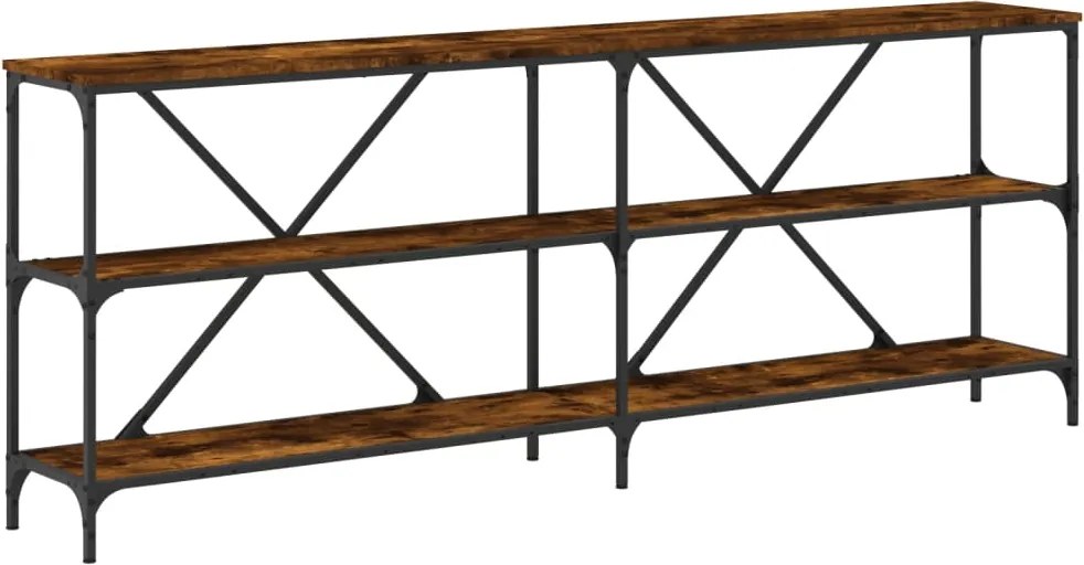 vidaXL Masă consolă stejar afumat 200x30x75 cm lemn prelucrat și fier