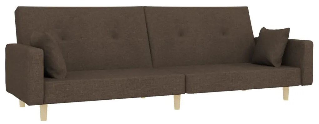 337330 vidaXL Canapea extensibilă cu 2 locuri, 2 perne, gri taupe, textil