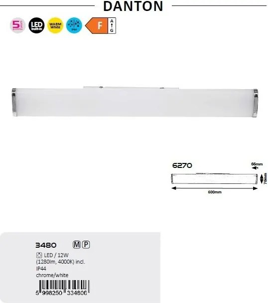 Aplica LED de perete pentru baie IP44 Jakub