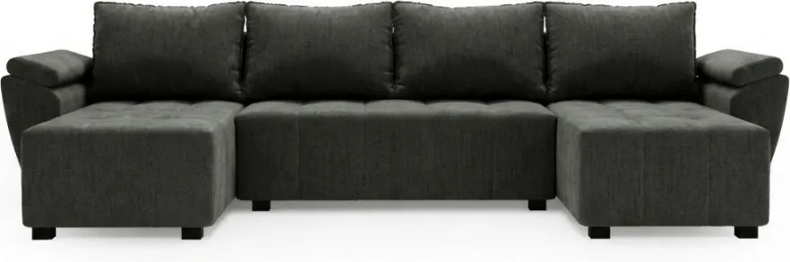 OFERTA Set canapea extensibila in forma de U LIVARO 305x140 cm, gri inchis, calitatea a II-a