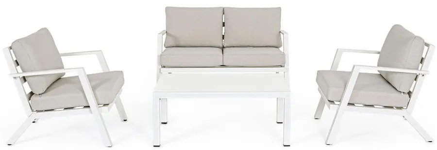Set mobilier de grădină alb din aluminiu pentru 4 persoane Harley – Bizzotto