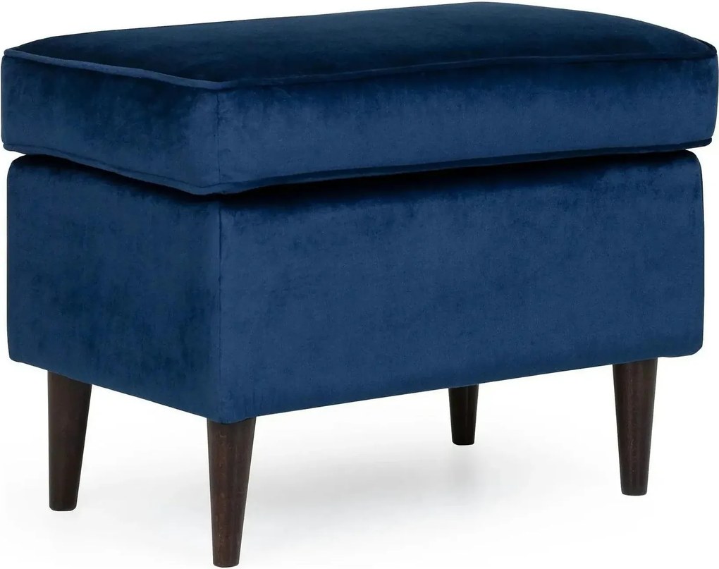 Taburet RON, stofa catifelata albastru inchis - Bluvel 86, 60x40x44 cm