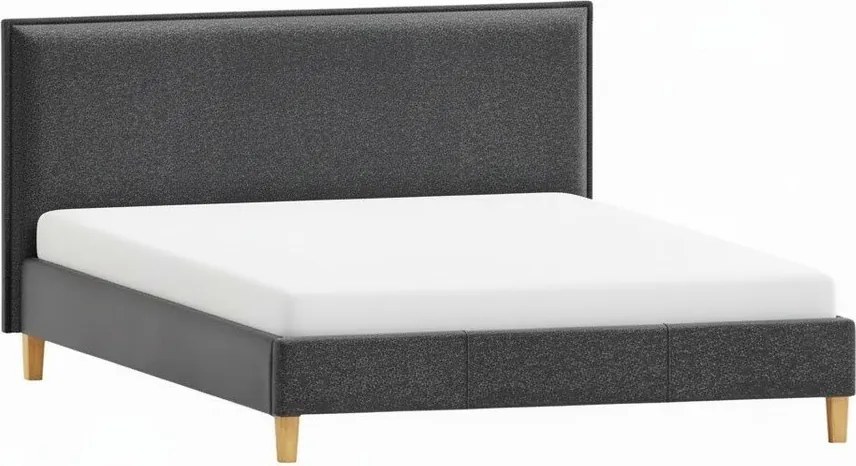 Pat matrimonial gri închis tapițat cu somieră 140x200 cm Tina – Ropez