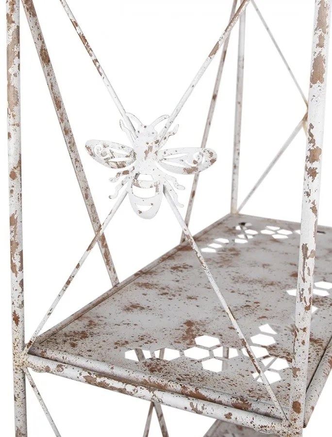 Etajera de gradina cu rafturi, alb, din metal, aspect vintage, Abeille