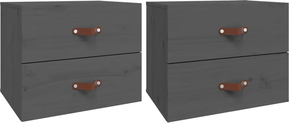 vidaXL Noptiere de perete, 2 buc., gri, 50x36x40 cm