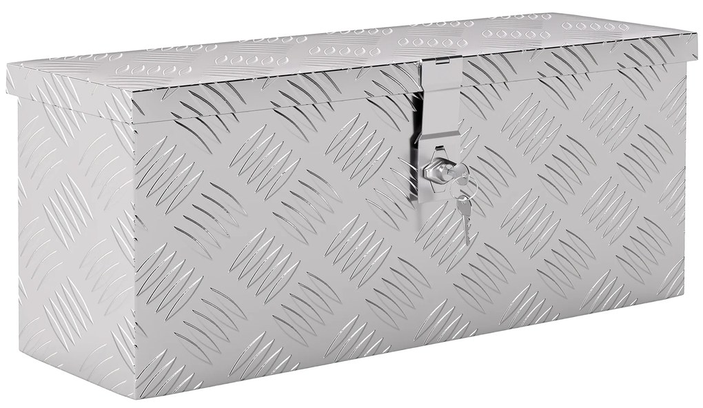 HOMCOM Cutie de Scule de 2 kg cu Încuietoare cu Cheie și Geantă pentru Unelte, 50x15.5x20.5 cm, Argintiu | Aosom Romania