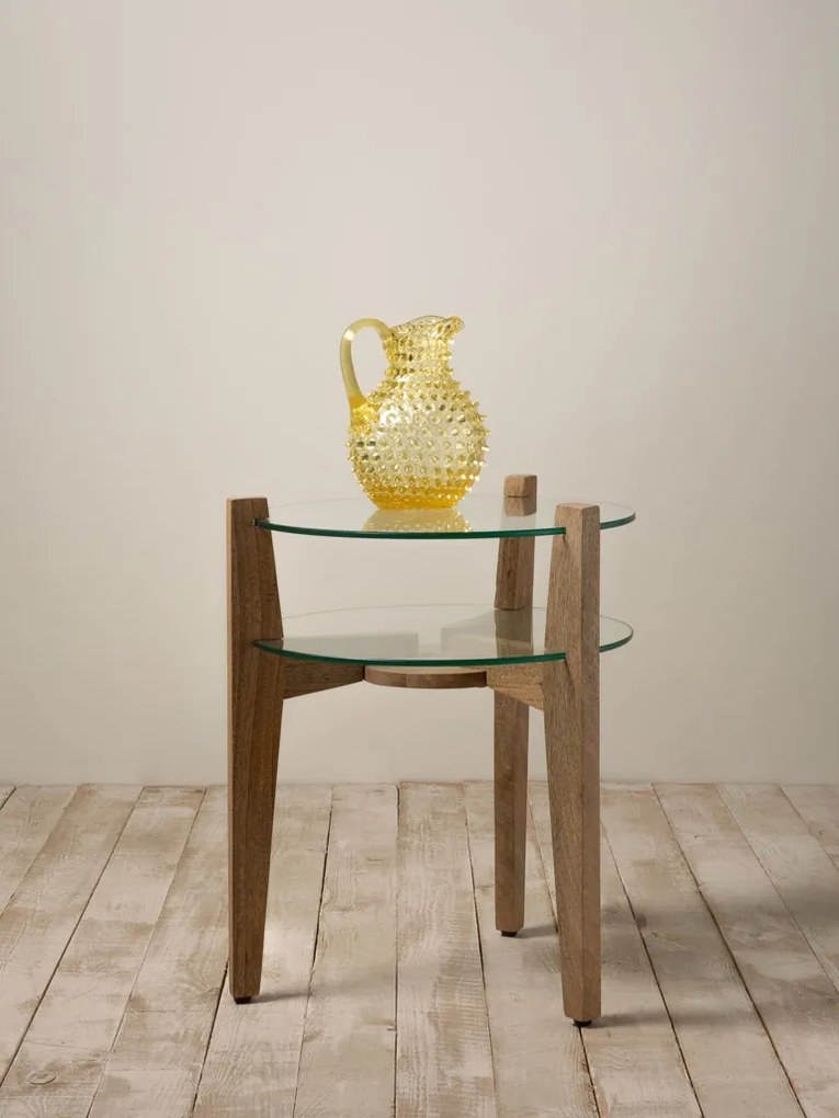 Masuta laterala, din lemn de mango si sticla, Glass levels
