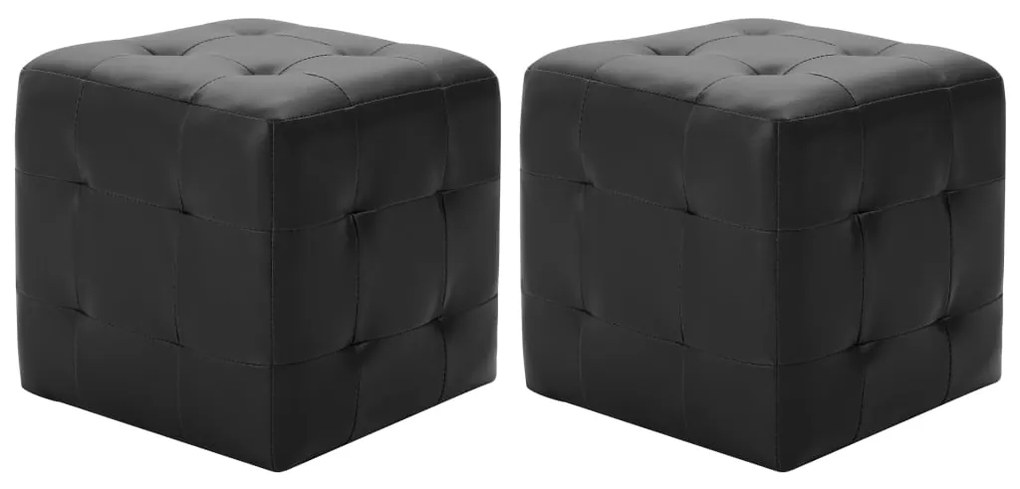 vidaXL Taburet, 2 buc., negru, 30 x 30 x 30 cm, piele ecologică