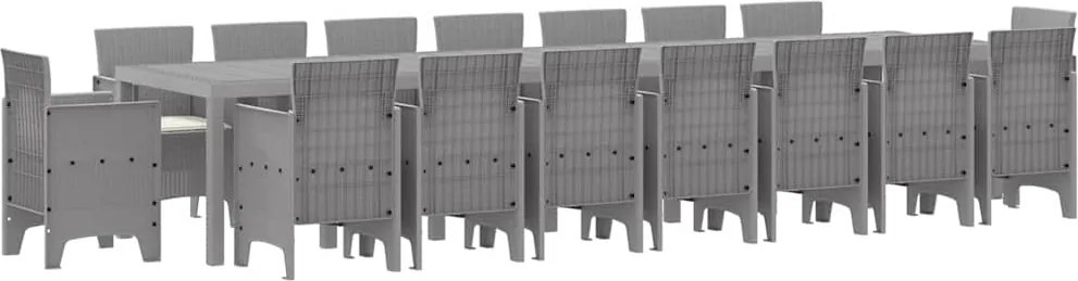 vidaXL Set de masă de grădină cu perne cu pernă 17 pcs Gri deschis PP