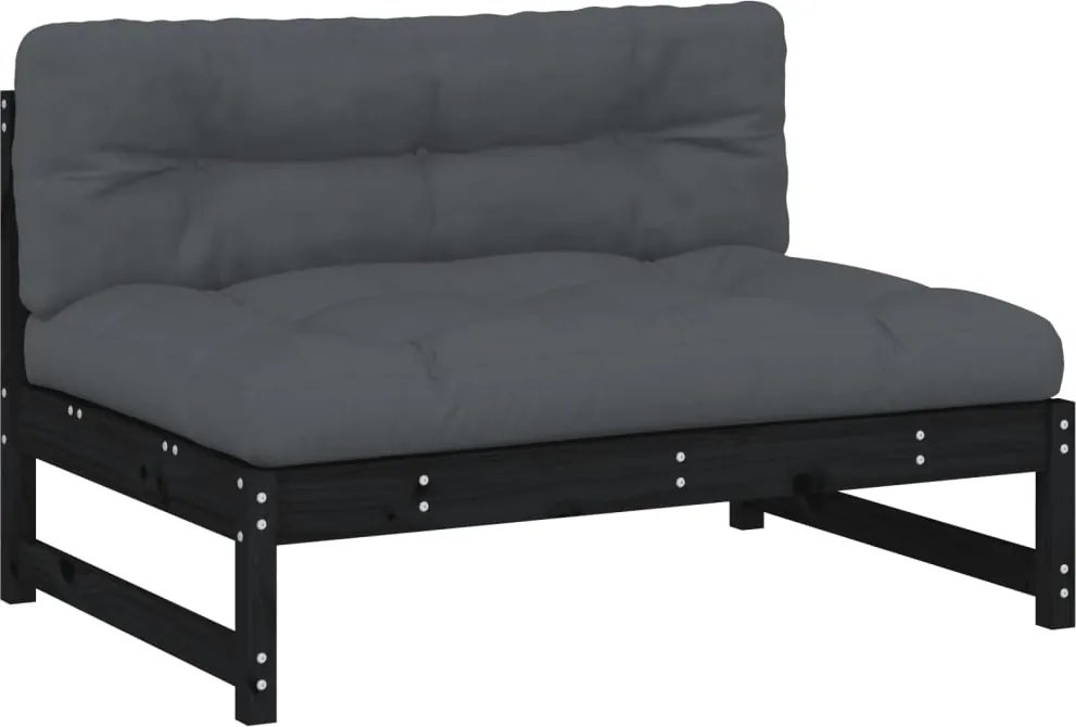 vidaXL Canapea de mijloc, 120x80 cm, negru, lemn masiv de pin