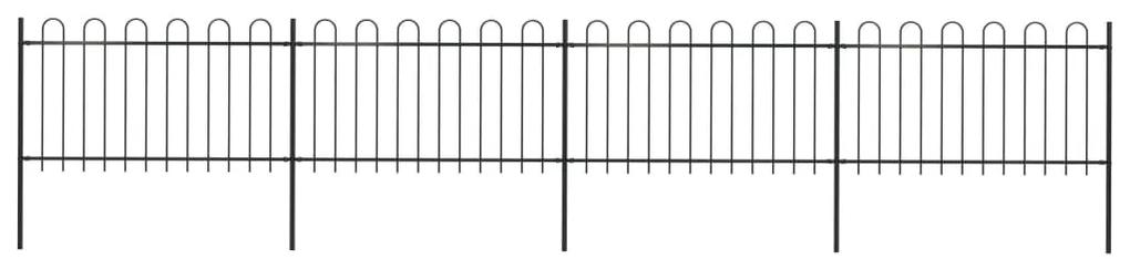 Gard de gradina cu varf curbat, negru, 6,8 x 1 m, otel 1, 1 m, 6.8 m