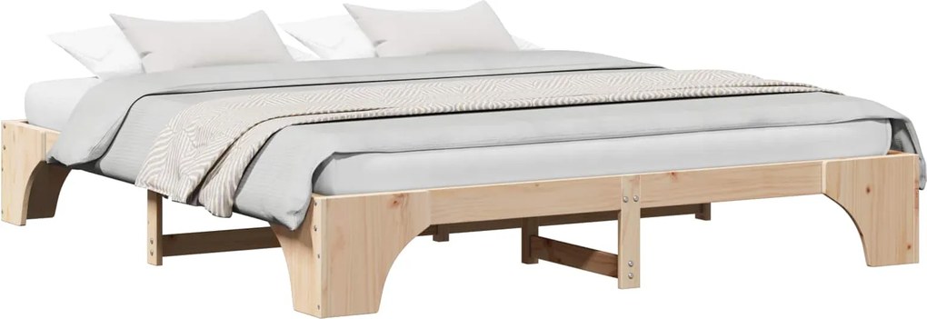 vidaXL Cadru de pat natural 180 x 200 cm Lemn de pin masiv