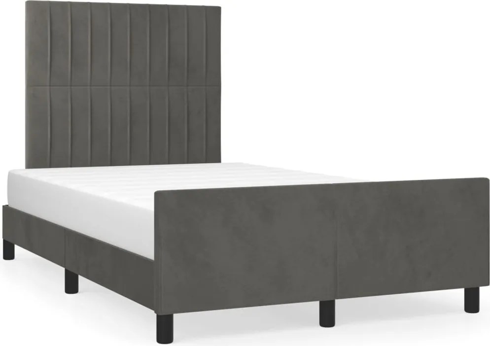 vidaXL Cadru de pat fără saltea Gri închis 120x190 cm catifea