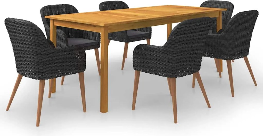 vidaXL Set mobilier de grădină, 7 piese, negru