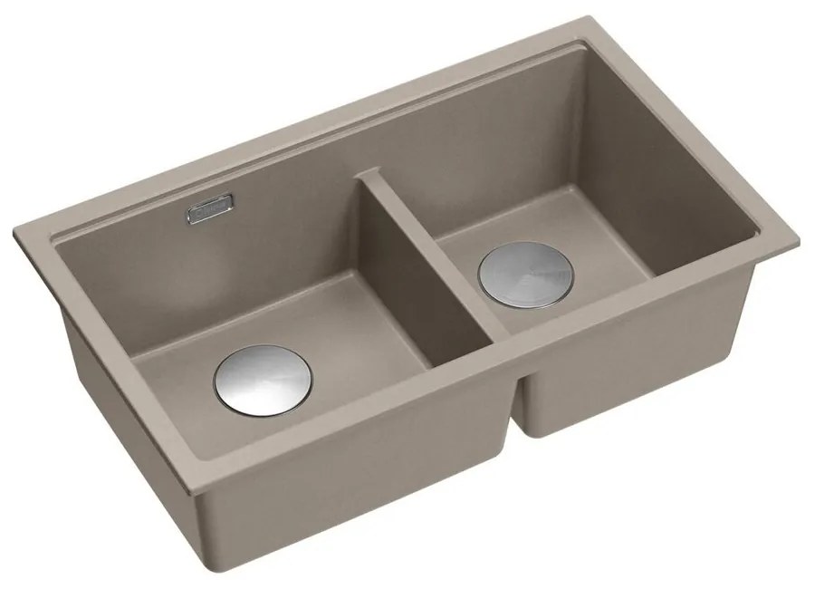 Chiuveta compozit sub blat Quadron Logan 120 bej soft taupe - inox 76x45 cm