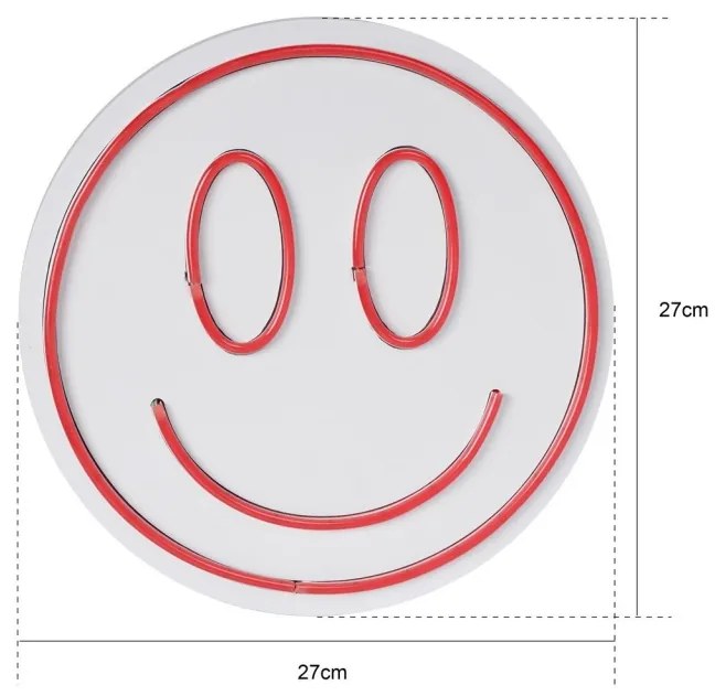 Decoratiune luminoasa LED de perete Smiley Albastru 27 cm