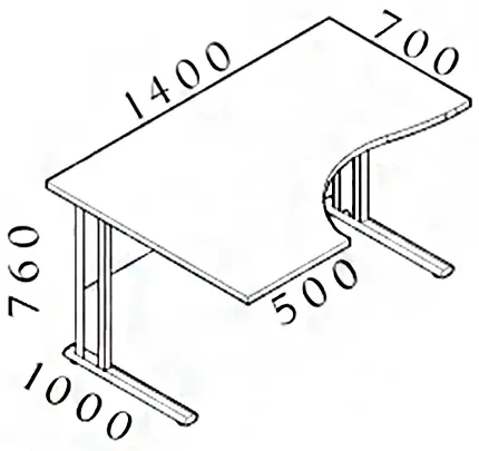 Masa ergonomica Visio 140 x 100 cm, stanga, paltin