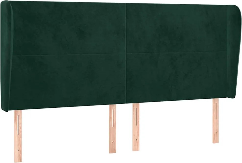 vidaXL Tăblie pat cu aripioare verde închis 203x23x118/128cm catifea