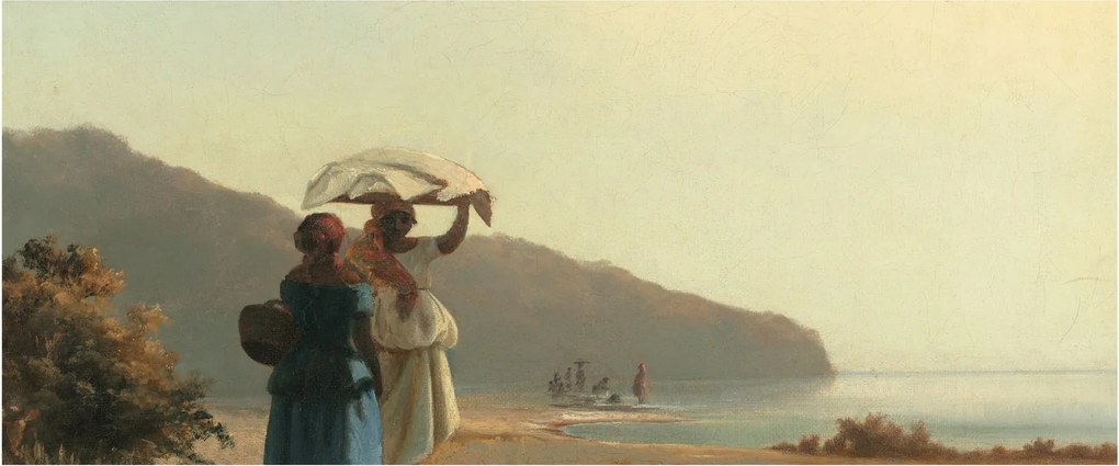 Tablou - Camille Pissarro, Two Women Chatting by the Sea, St. Thomas, reproducere (120x50 cm)