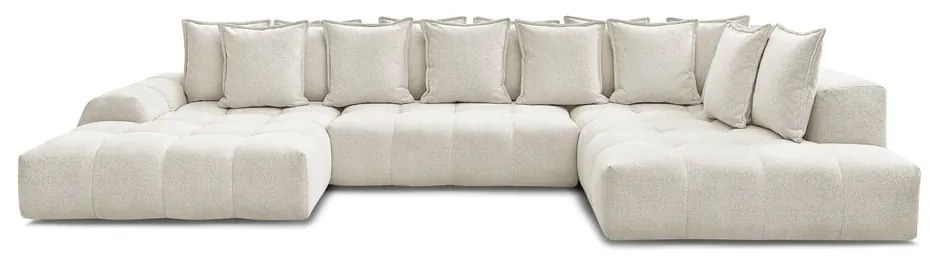 Colțar alb extensibil/cu spațiu de depozitare cu tapițerie din chenille (cu colț pe partea dreaptă/în formă de "U") Everest – Bobochic Paris