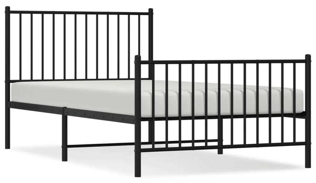 350876 vidaXL Cadru pat metalic cu tăblii de cap/picioare, negru, 100x190 cm