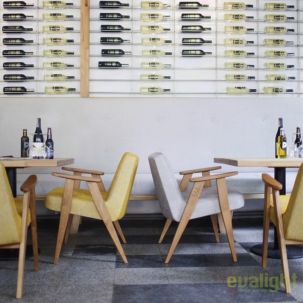 Fotoliu elegant design nordic 366 LOFT galben/ stejar inchis