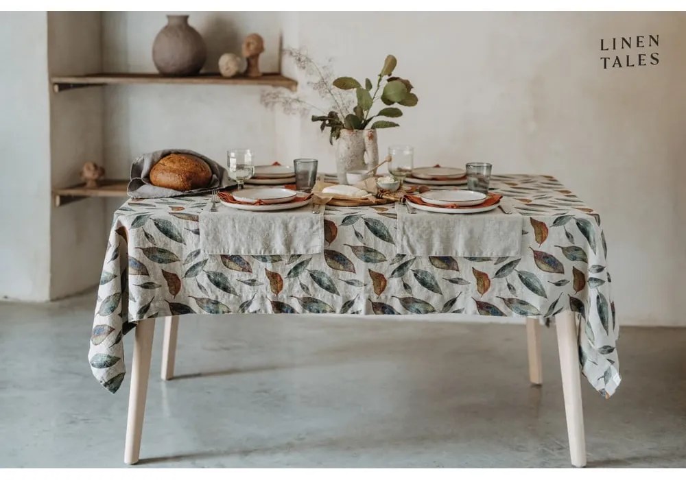 Față de masă din in 140x140 cm Golden Fall – Linen Tales