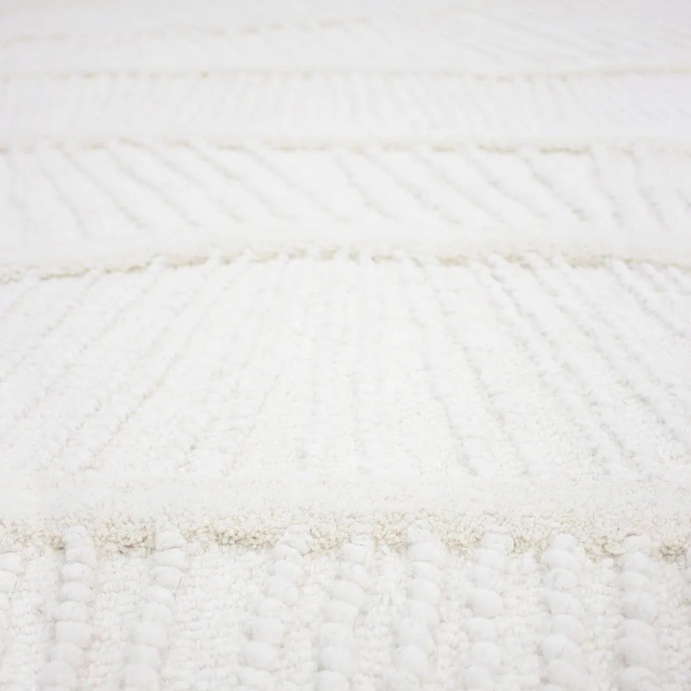 Covor tip traversă alb țesut manual din amestesc de lână 80x230 cm Sculptured Wave – Flair Rugs