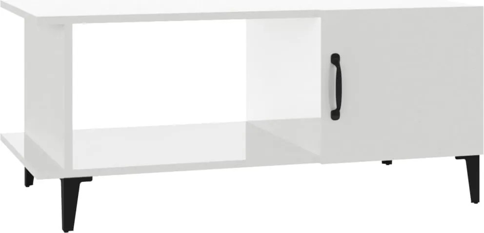 vidaXL Măsuță de cafea, alb extralucios, 90x50x40 cm, lemn compozit