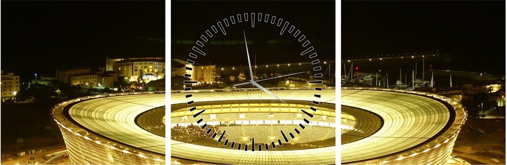 Tablou - stadion de fotbal (cu ceas) (90x30 cm)