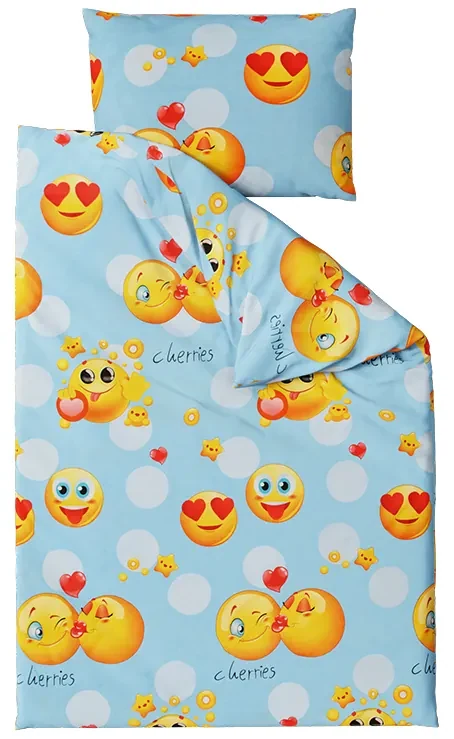 Lenjerie de pat din microfibra albastra, EMOJI Dimensiune lenjerie de pat: 70 x 90 cm | 140 x 200 cm