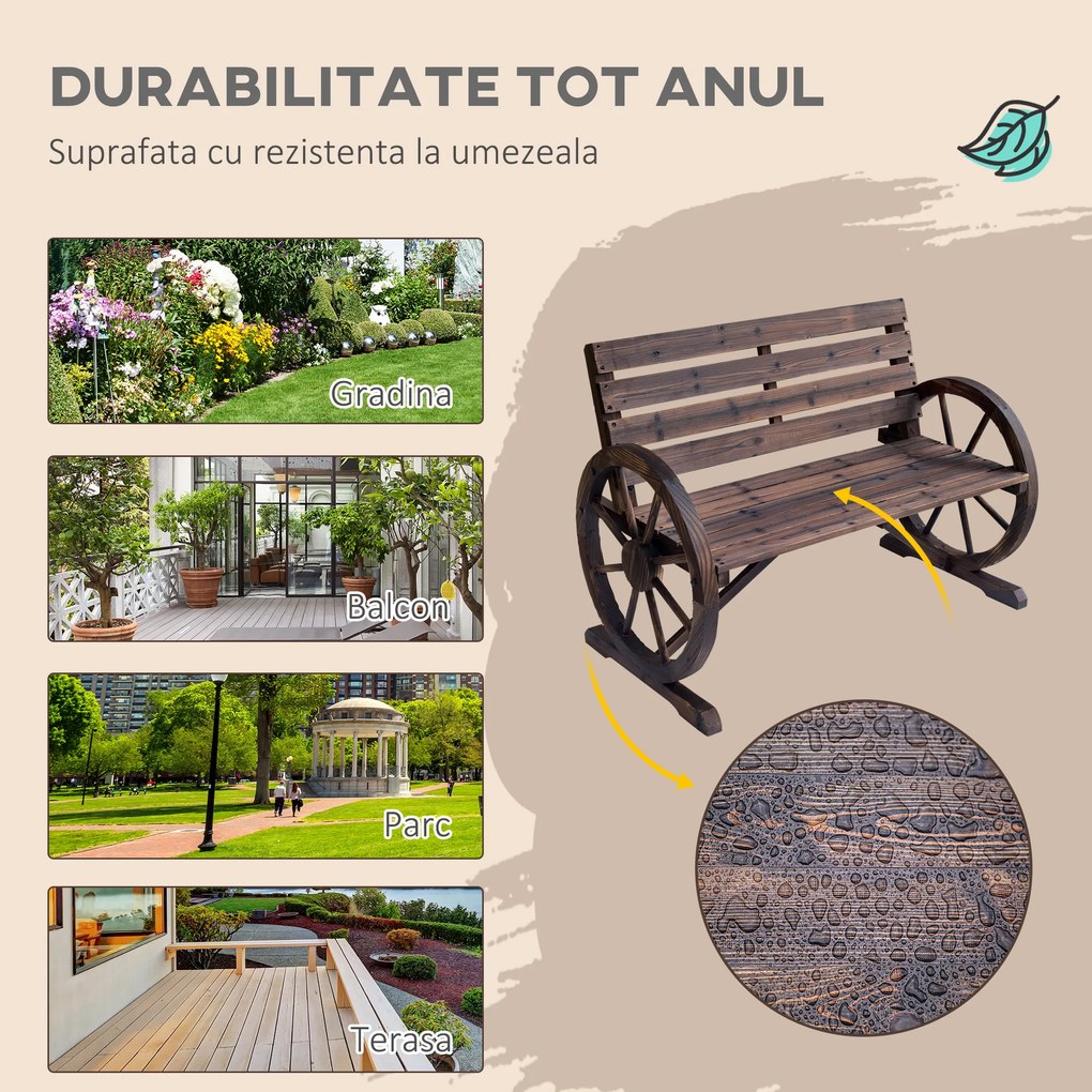Banca din Lemn pentru gradina Outsunny , stil country, 105.5x56x75cm | Aosom Romania