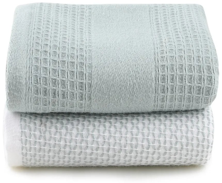 Prosoape verde-mentă/gri 2 buc. gofrate 40x60 cm Betty – Foutastic